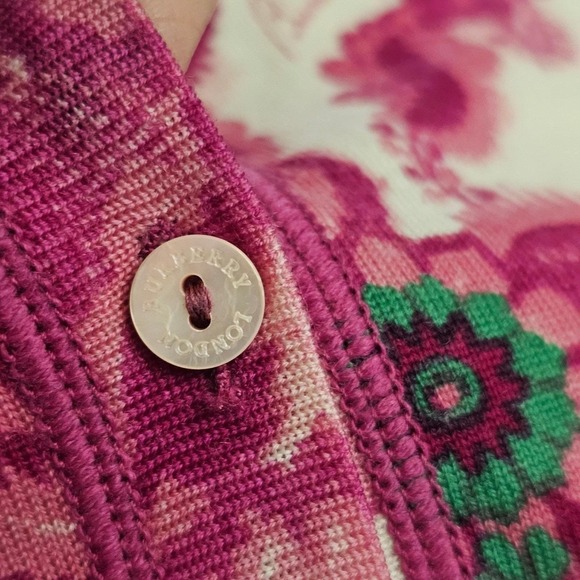 Burberry London Vintage Floral Merino Wool Cardigan Sweater Made In Italy L New - Picture 6 of 12